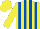 Silk - Yellow, royal blue vertical stripes, yellow sleeves, yellow cap