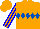 Silk - Orange, royal blue diamond hoop, blue stripes on sleeves