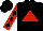 Silk - Black, red triangle, black diamonds on red sleeves, black cap