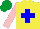 Silk - Yellow, blue cross, pink sleeves, emerald green cap