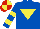 Silk - Royal blue, yellow inverted triangle, yellow hooped sleeves, red and yellow quartered cap