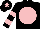 Silk - Black, pink disc, hooped sleeves, pink star on cap