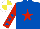 Silk - Royal blue, red star, red sleeves, royal blue stars, white & yellow quartered cap