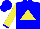 Silk - Blue, yellow triangle, blue cuffs on yellow sleeves