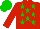 Silk - Red, green stars, red sleeves, green cap