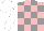 Silk - Pink, grey checked, white sleeves, white cap