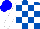 Silk - Royal blue and white blocks, white sleeves, blue cap