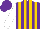 Silk - Purple, green and gold stripes, white sleeves