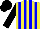 Silk - yellow and blue stripes, black sleeves, black cap