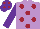 Silk - Mauve, maroon spots, purple sleeves, purple cap, maroon spots