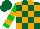 Silk - Forest green and orange checks, orange bars on green sleeves