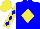 Silk - Blue, yellow diamond on front, yellow 'e' on back, yellow sleeves with blue diamonds, blue and yellow cap