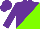 Silk - Purple and neon green diagonal halves, purple cap