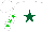 Silk - White, dark green star, green stars on sleeves