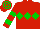 Silk - Red Body, Green Triple Diamond, Red Arms, Green Hooped, Red Cap, Green Hooped