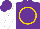 Silk - Purple, gold circle, white sleeves, purple cap