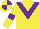 Silk - Yellow body, purple chevron, yellow arms, purple armlets, yellow cap, purple quartered