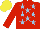 Silk - Red, light blue stars, red sleeves, yellow cap