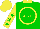 Silk - Green, yellow circled 'a & b,' green stars on yellow sleeves, yellow collar, yellow cap