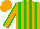 Silk - Orange and green stripes, green seams on orange sleeves