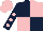 Silk - DARK BLUE and PINK (quartered), DARK BLUE sleeves, PINK spots and cap
