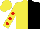 Silk - Yellow and black halves, red spots on sleeves, yellow cap