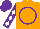 Silk - Orange, purple circle, white diamonds on purple sleeves, purple cap