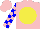 Silk - Pink, yellow disc, pink and blue blocks on sleeves, pink cap