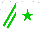 Silk - White, green star, white stripe on green sleeves