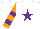 Silk - White, purple star, orange sleeves, purple hoops