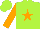 Silk - Lime, orange star, orange sleeves,