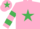 Silk - Pink, Emerald Green star, hooped sleeves, Pink cap, Emerald Green star