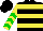 Silk - Black, yellow hoops, yellow and green chevrons on sleeves