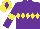 Silk - Purple, yellow diamond hoop, purple arms, yellow armlets, yellow cap, purple diamond