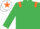 Silk - EMERALD GREEN, orange epaulettes & armlet, white cap, orange star