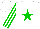 Silk - White, green star, white, green striped sleeves, white cap