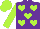 Silk - Purple, lime green hearts, lime green sleeves, lime green cap