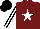 Silk - Burgundy, white star, black and white stripes on sleeves, black cap