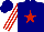 Silk - Navy blue, red star, red stripes on white sleeves