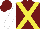 Silk - Burgundy, yellow cross sashes, white sleeves