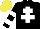 Silk - Black, white cross of lorraine, hooped sleeves, yellow cap