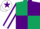 Silk - Dark Green and Purple (quartered), White sleeves, Purple seams, White cap, Purple star