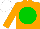 Silk - Orange, green disc, orange sleeves, white cap