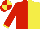 Silk - Red and yellow halved, yellow cuff on red sleeves, red and yellow quartered cap