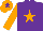 Silk - Purple, orange star and sleeves, orange cap, purple star
