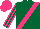 Silk - Forest green, hot pink sash, hot pink stripes on sleeves, hot pink cap
