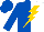 Silk - Royal blue and white halves, gold lightning bolt