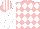 Silk - Pink and white diamonds, white sleeves, striped cap