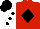 Silk - Red, black diamond, black spots on white sleeves, black cap