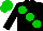 Silk - Black, large green spots, black sleeves, green ball, green cap
